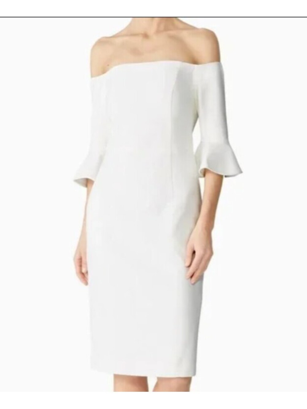 BLACK HALO white Madigan off the shoulder midi dress sz 4